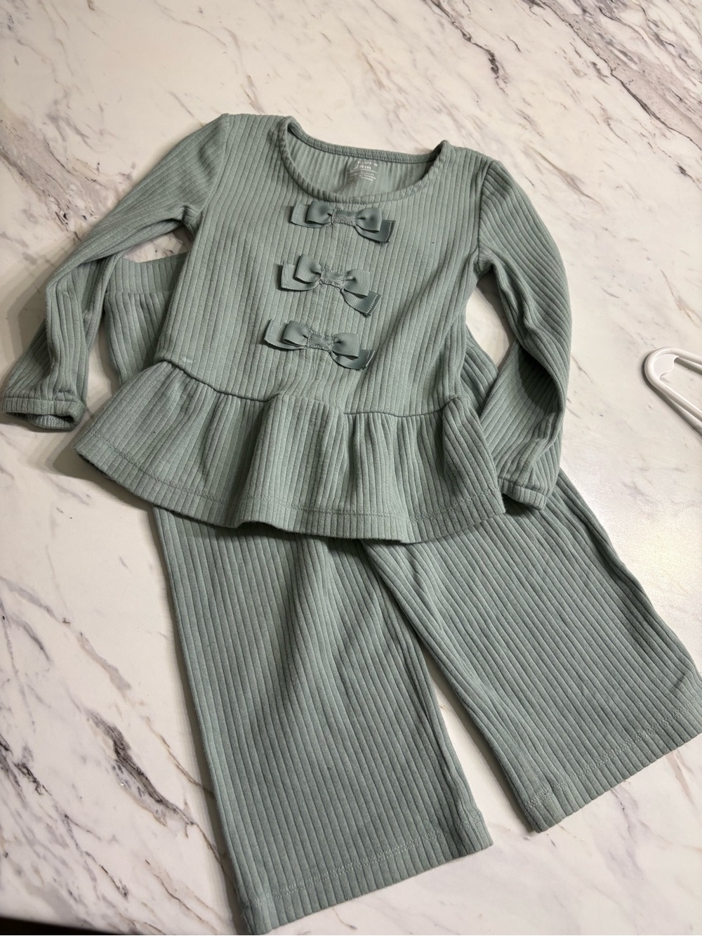 Carter's Sage Ribbed Bow-Front Set
